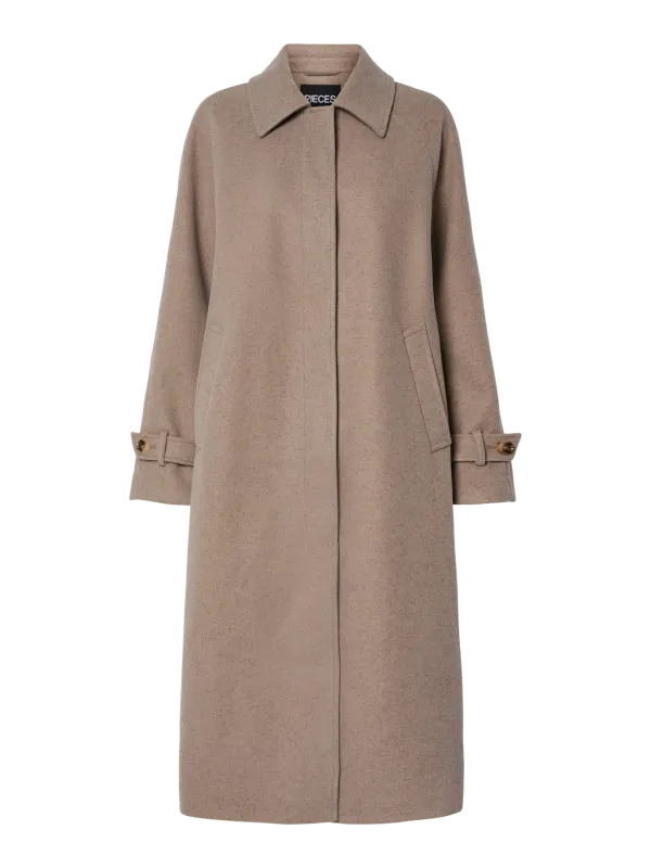 Pieces PCJOELLA COAT Taupe Gray/Melange 17158950