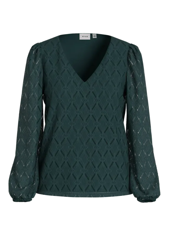 Vila VIFERO V-NECK L/S TOP/DFS/PB Ponderosa Pine 14113222