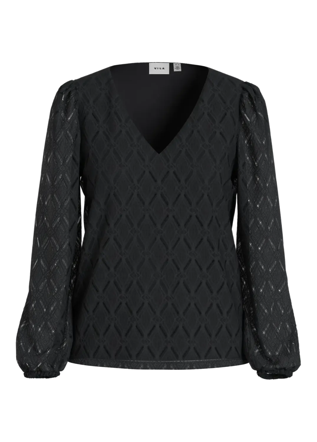 Vila VIFERO V-NECK L/S TOP/DFS/PB Black Beauty 14113222