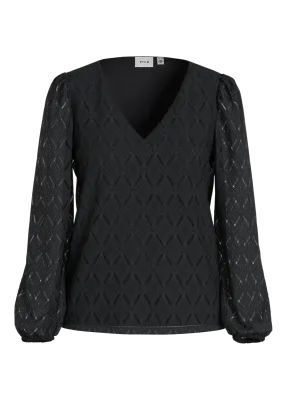 Vila VIFERO V-NECK L/S TOP/DFS/PB Black Beauty 14113222