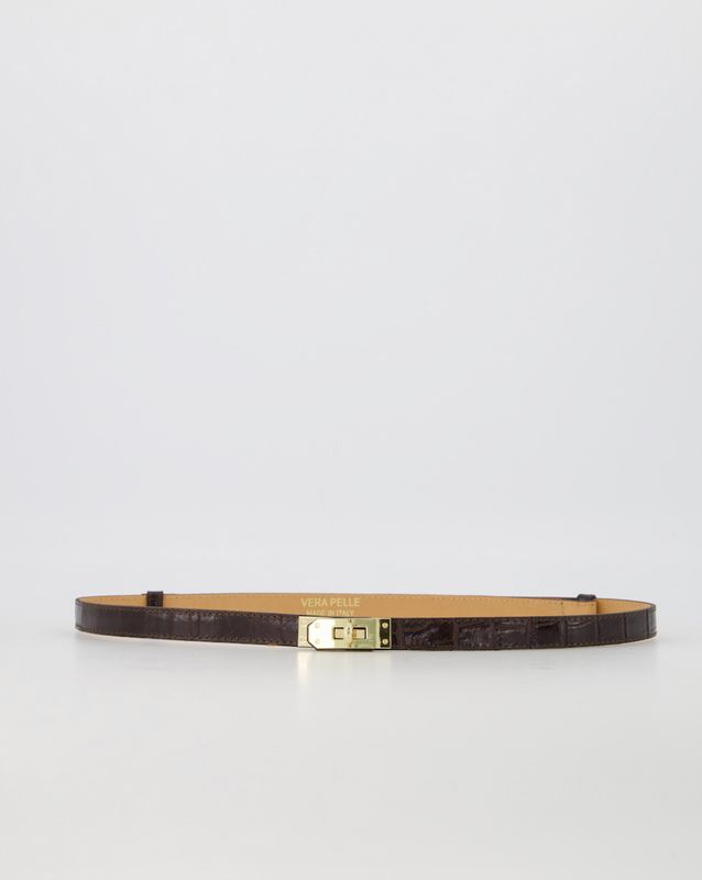 Teatro verstelbare riem Croco Dark Brown Garcia