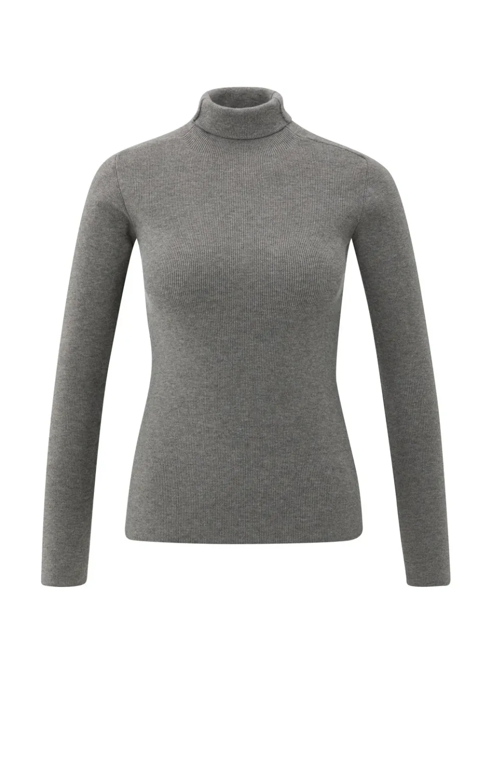 YaYa Ribbed top with turtleneck TAUPE GREY 01-000517-510
