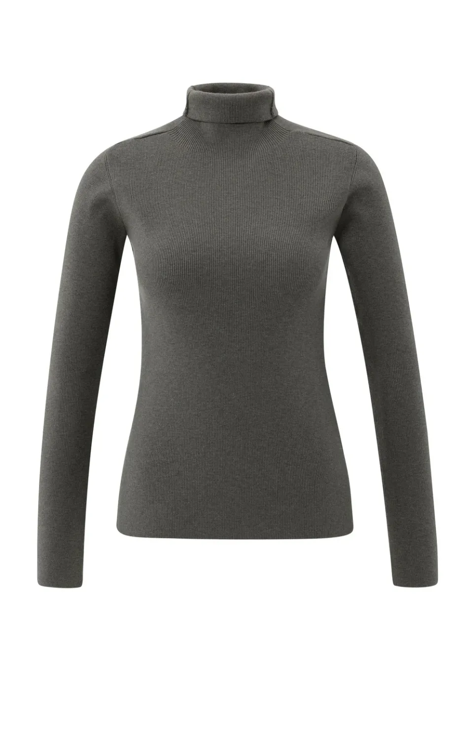 YaYa Ribbed top with turtleneck DARK NIGHT GREY 01-000517-510