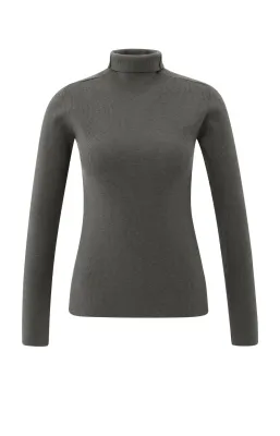 YaYa Ribbed top with turtleneck DARK NIGHT GREY 01-000517-510