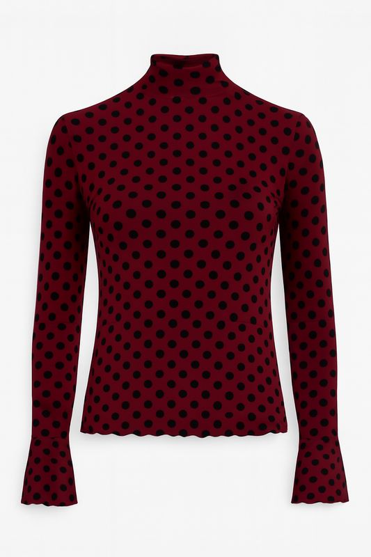 Ambika top polka dot burgundy Kaya- Polka dot