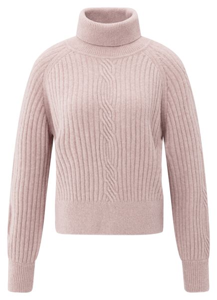 YaYa Sweater with cable detail SHADOW GRAY PINK MEL 01-000525-510