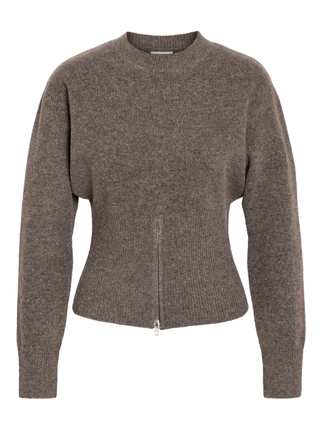 Noisy May NMSLOAN L/S O-NECK ZIP KNIT FWD Morel/melange 27035697 Noisy May NMSLOAN L/S O-NECK ZIP KNIT FWD Morel/melange 27035697