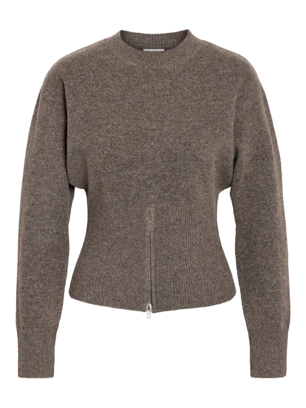 Noisy May NMSLOAN L/S O-NECK ZIP KNIT FWD Morel/melange 27035697