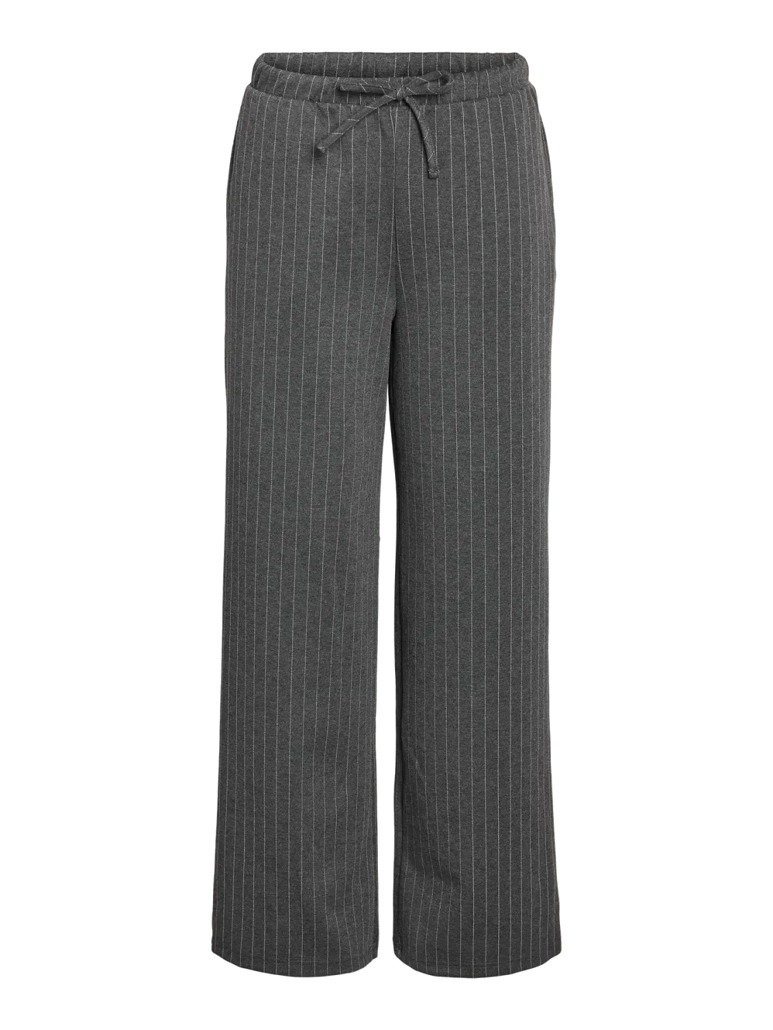 Noisy May NMMIEL NW PINSTRIPE WIDE PANTS JRS : Dark Grey Melange/BW 27035114