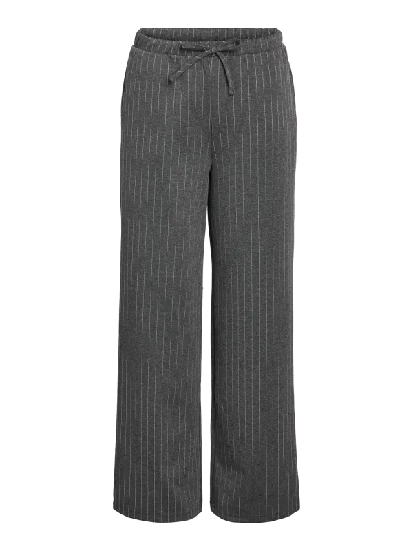 Noisy May NMMIEL NW PINSTRIPE WIDE PANTS JRS : Dark Grey Melange/BW 27035114