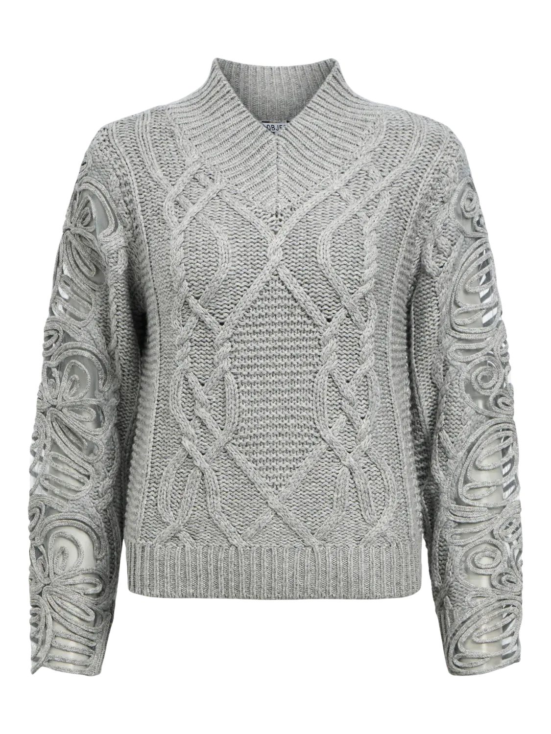 Object OBJELISSE KNIT L/S RE PULLOVER 141 Light Grey Melange 23047743