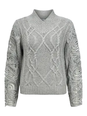Object OBJELISSE KNIT L/S RE PULLOVER 141 Light Grey Melange 23047743
