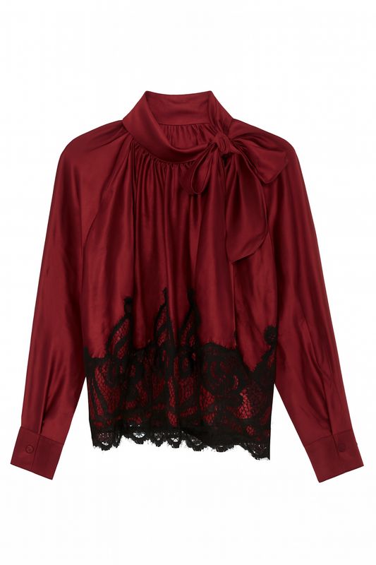 Ambika blouse met kant Bordeaux Ro2553