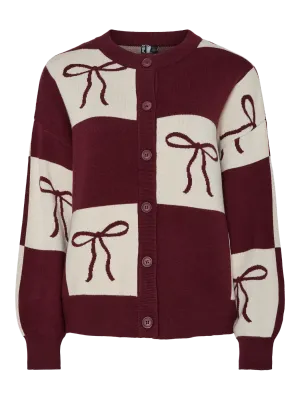 Pieces PCJETTE XMAS LS O-NECK KNIT CARDIGA: Tawny Port/BOW 17159894