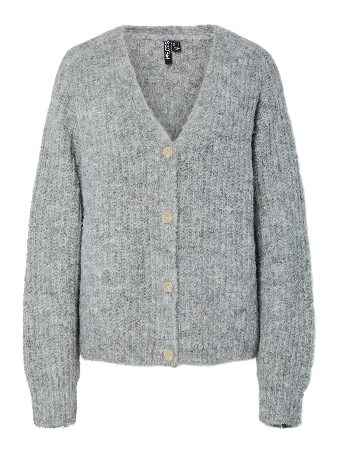 Pieces PCCLEO LS V-NECK KNIT CARDIGAN NOOS: Medium Grey Melange 17158926