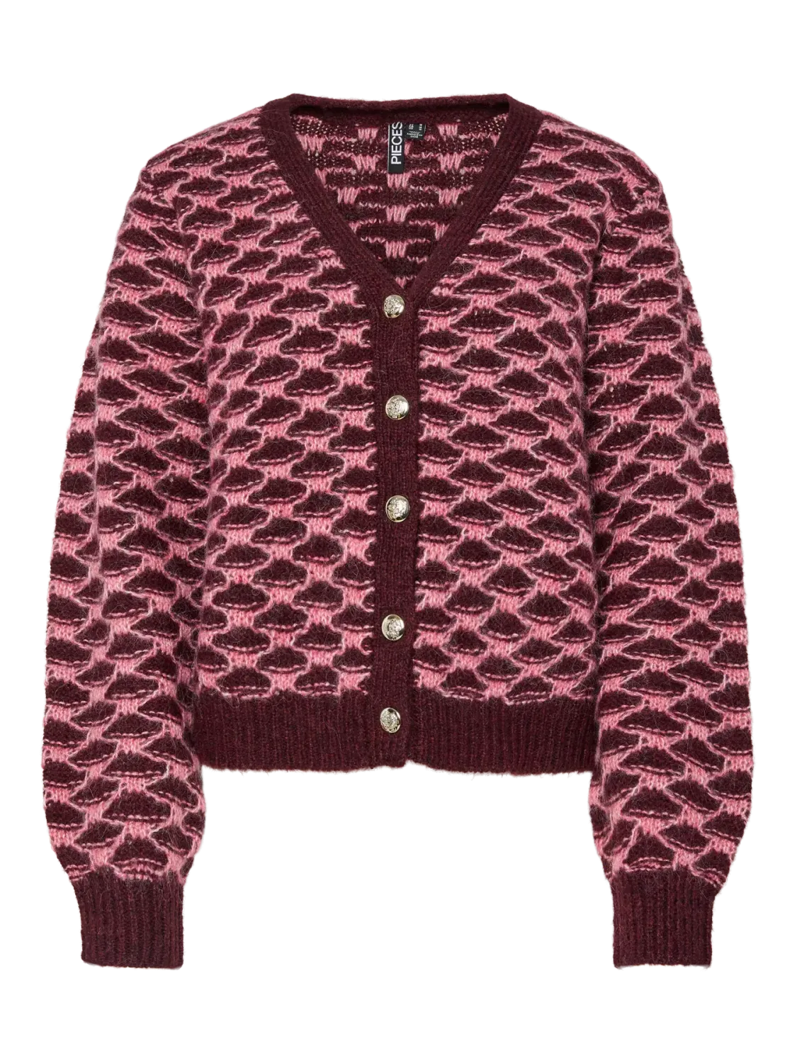 Pieces PCJIVANA LS KNIT CARDIGAN  BC Tawny Port/Bubblegum 17162078