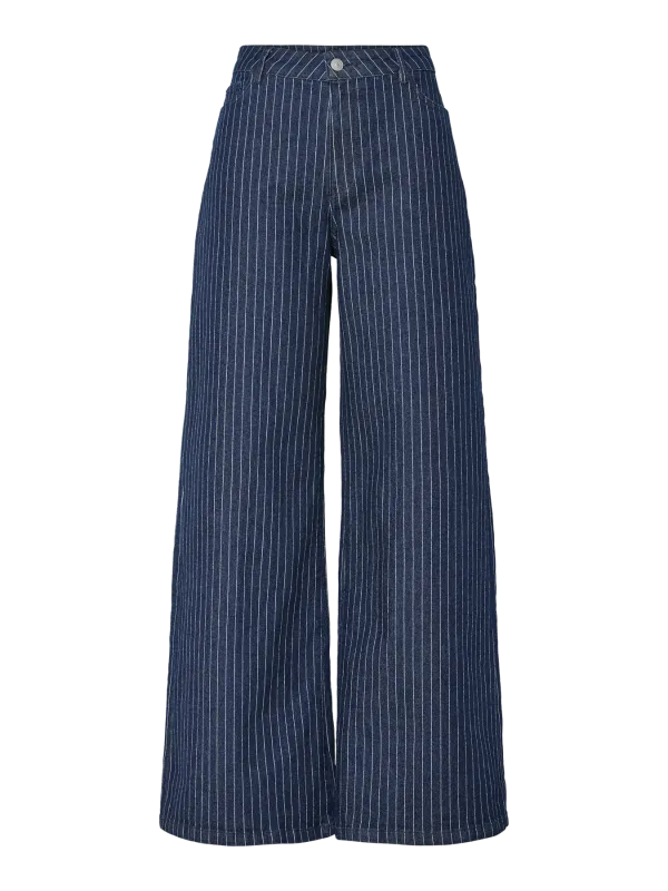 Pieces PCROSE MW WIDE DENIM JEANS Dark Blue Denim/PINS 17162248