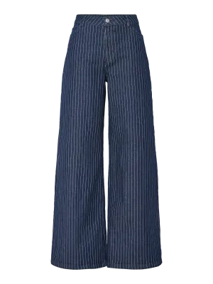 Pieces PCROSE MW WIDE DENIM JEANS Dark Blue Denim/PINS 17162248