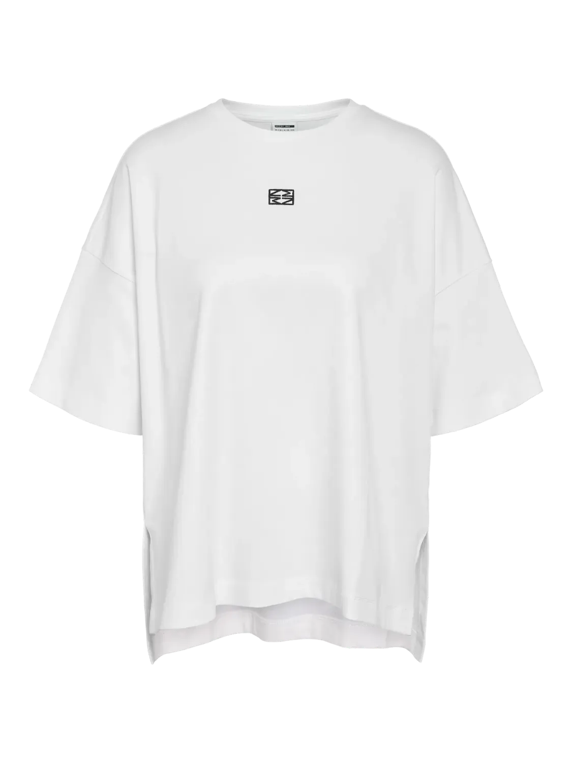 Noisy May NMKIM S/S SLIT T-SHRT JRS FWD Cloud Dancer/BLACK E 27036409