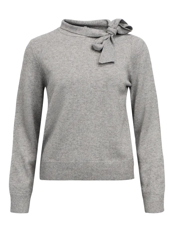 Object OBJTHESS L/S RE BOW KNIT PULLOVER N: Medium Grey Melange 23048077