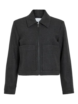 Vila VIJANNI L/S ZIP SHORT JACKET Dark Grey Melange 14111816