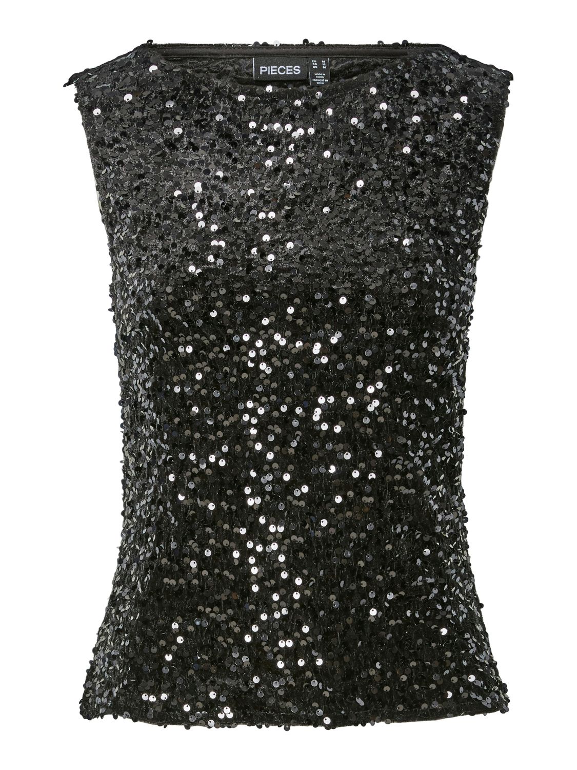 Pieces PCKAM TANK TOP JRS BC Black/Black sequins 17161886