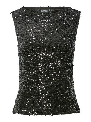 Pieces PCKAM TANK TOP JRS BC Black/Black sequins 17161886