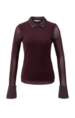 YaYa Mesh top with removable collar FUDGE PURPLE 01-709346-511 YaYa Mesh top with removable collar FUDGE PURPLE 01-709346-511