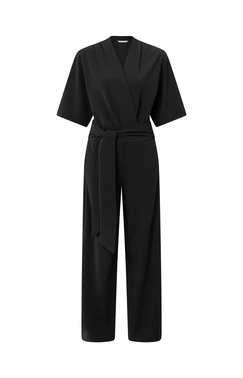 YaYa Jumpsuit with short sleeves BLACK 01-349023-511