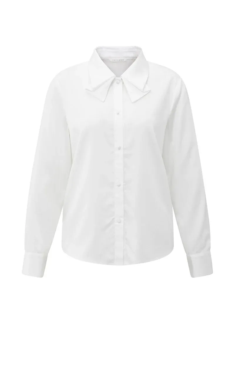 YaYa Blouse with bow collar detail PURE WHITE 01-201187-511 YaYa Blouse with bow collar detail PURE WHITE 01-201187-511