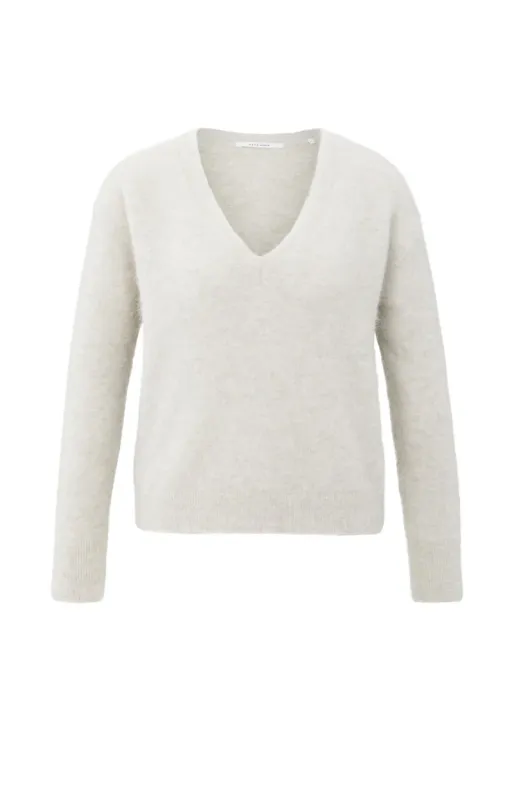 YaYa Soft sweater with V-neck CLOUD GREY 01-000536-511