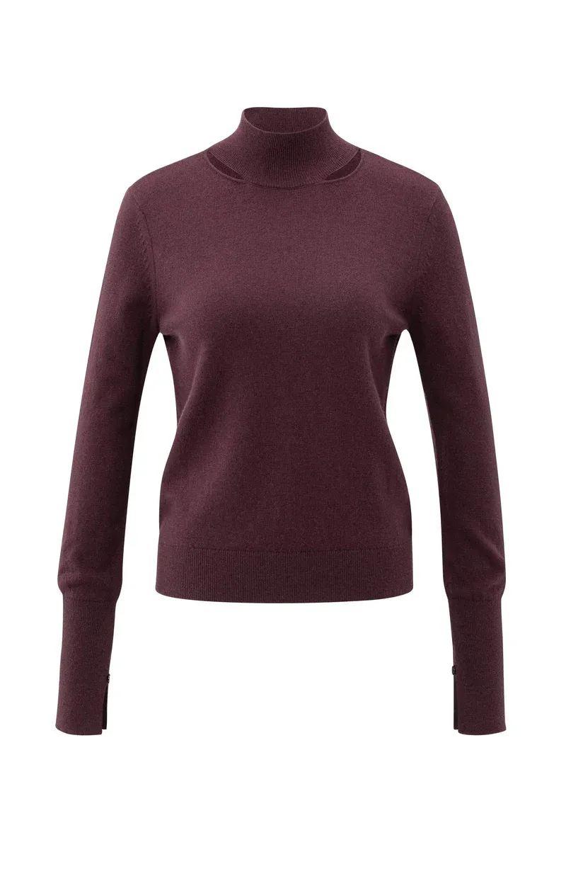 YaYa Sweater with cut-out neckline FUDGE PURPLE 01-000532-511