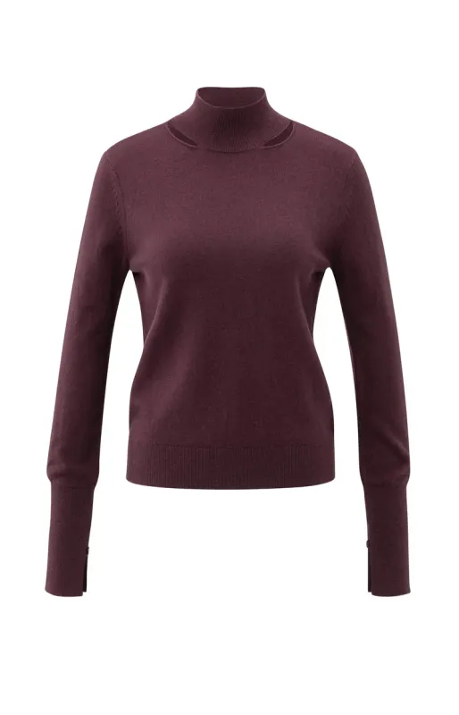 YaYa Sweater with cut-out neckline FUDGE PURPLE 01-000532-511