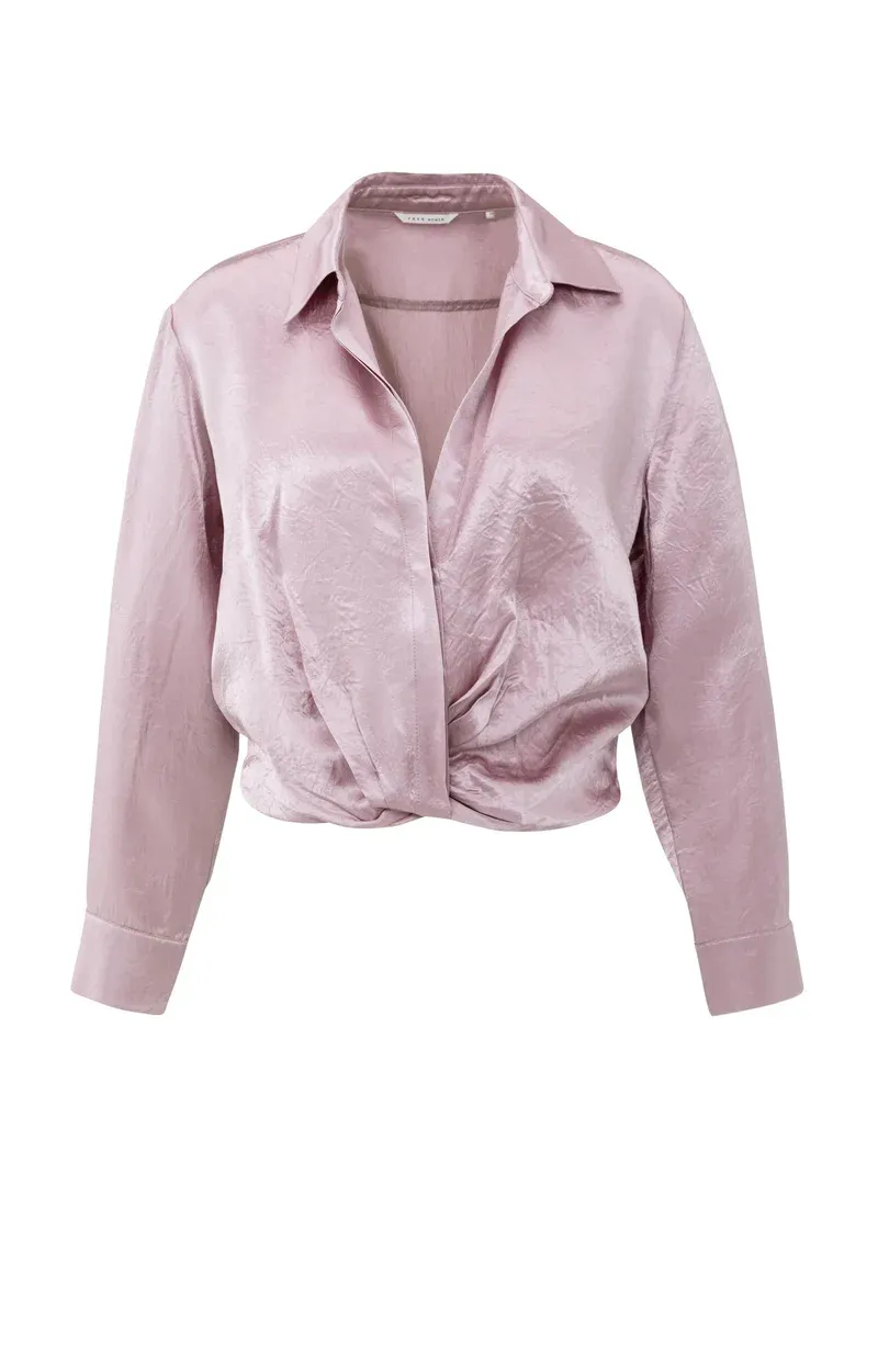 YaYa Cropped satin blouse CLOUD GRAY PURPLE 01-201186-511 YaYa Cropped satin blouse CLOUD GRAY PURPLE 01-201186-511