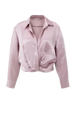 YaYa Cropped satin blouse CLOUD GRAY PURPLE 01-201186-511