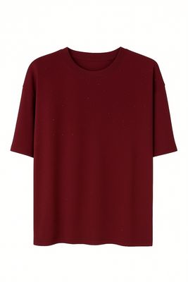 Ambika t-shirt met steentjes Bordeaux Intissar