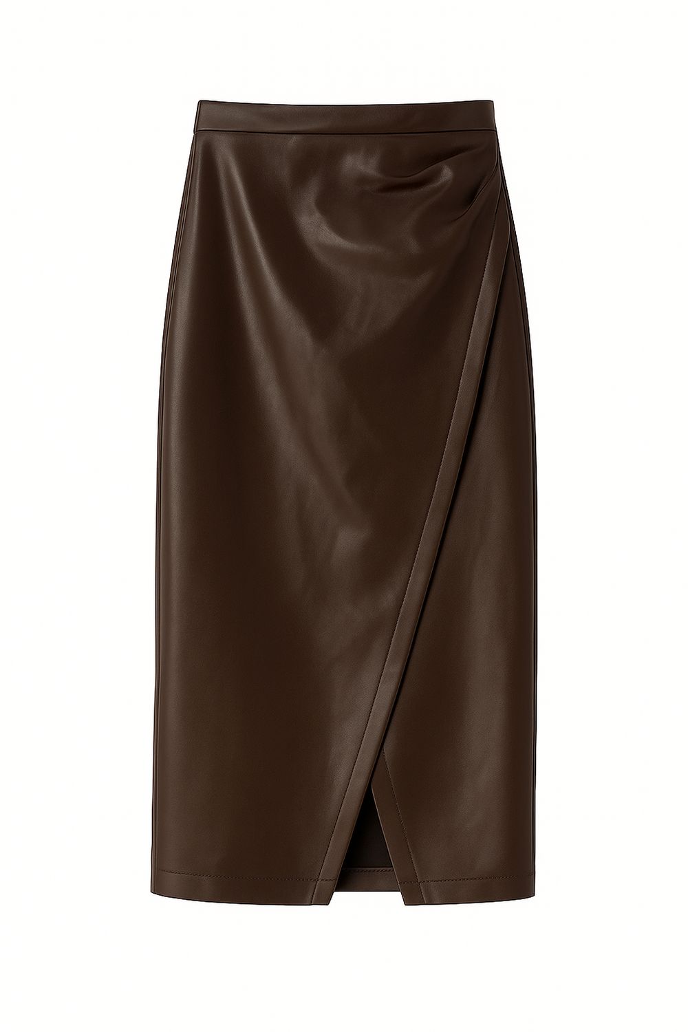 Ambika leren rok met split brown Joken