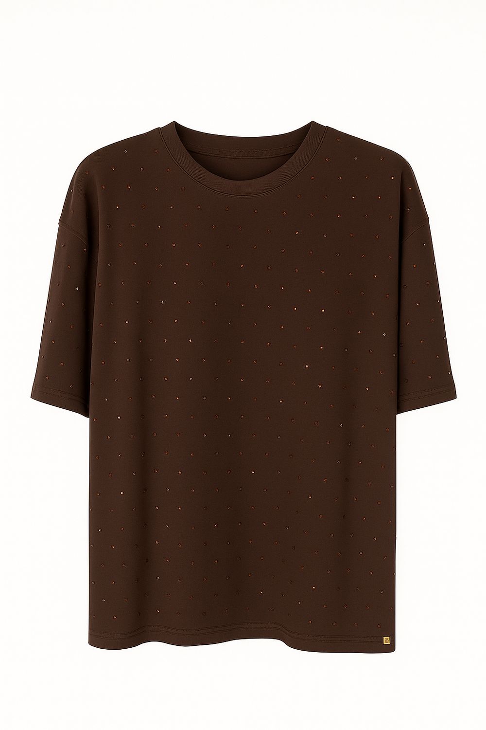 Ambika t-shirt met steentjes BROWN Intissar