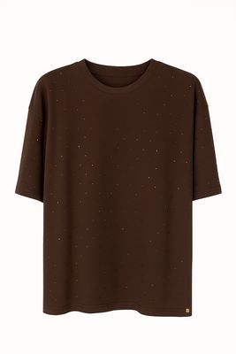 Ambika t-shirt met steentjes BROWN Intissar