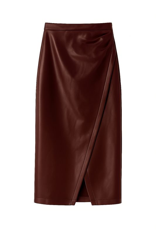 Ambika leren rok met split burgundy Joken