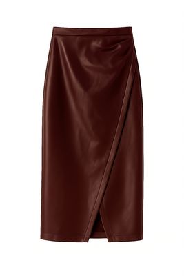 Ambika leren rok met split burgundy Joken
