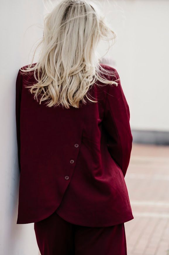Ambika blazer met knoop Bordeaux Hadaya