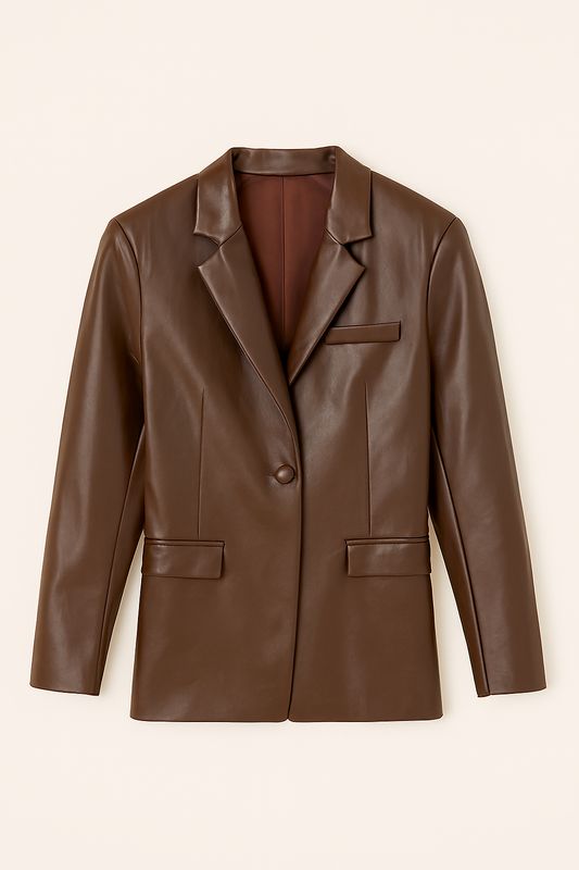 Ambika PU Blazer Brown Silvi