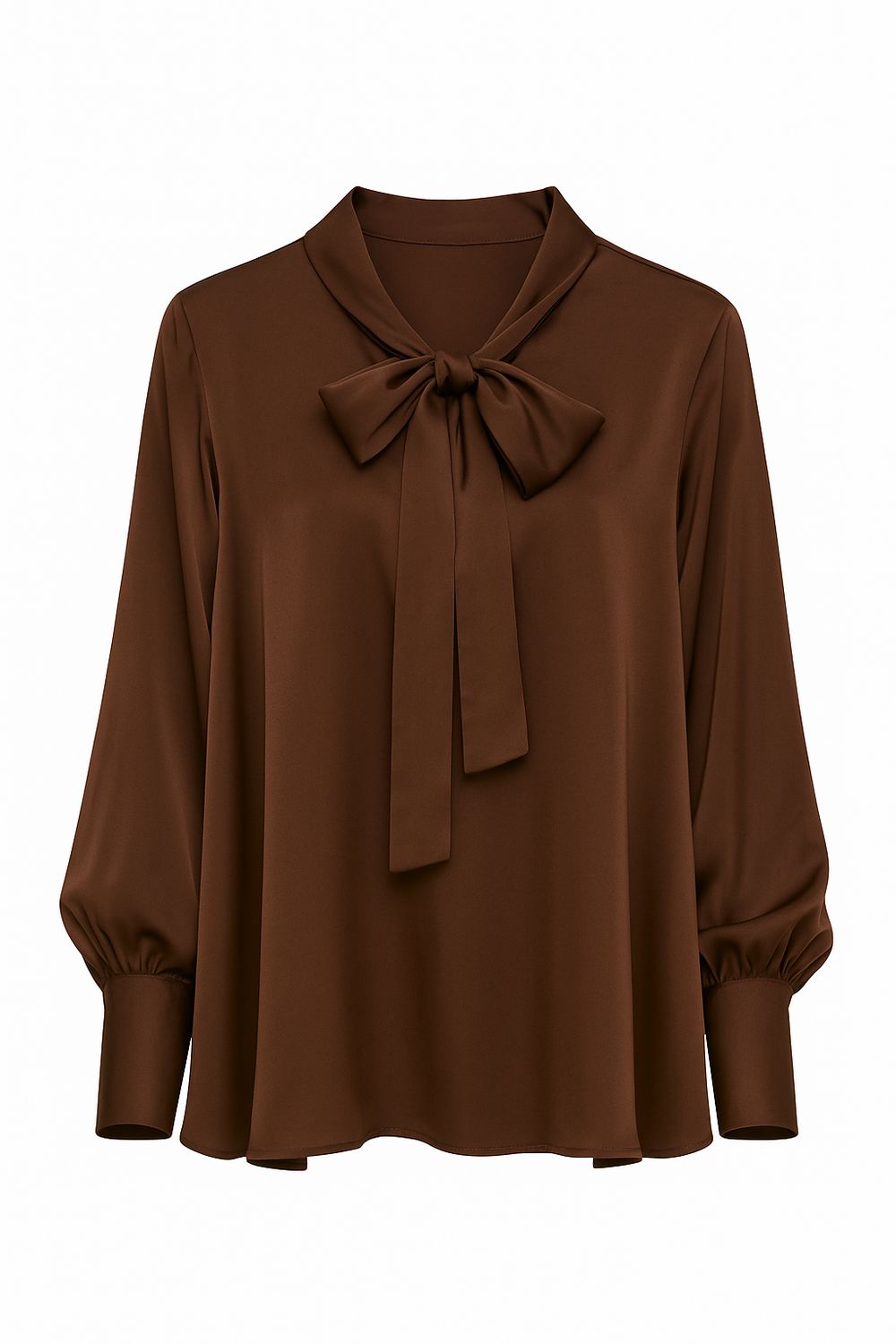 Nameless Satin Blouse met strik BRUIN 9991