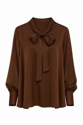 Nameless Satin Blouse met strik BRUIN 9991 Nameless Satin Blouse met strik BRUIN 9991