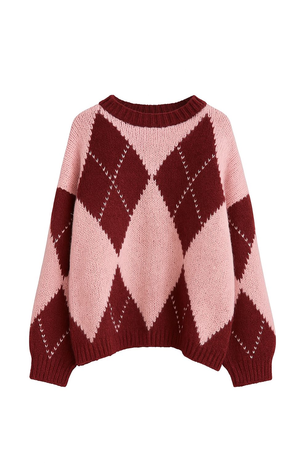 Ambika Trui met patroon Bordeaux/Roze 31892