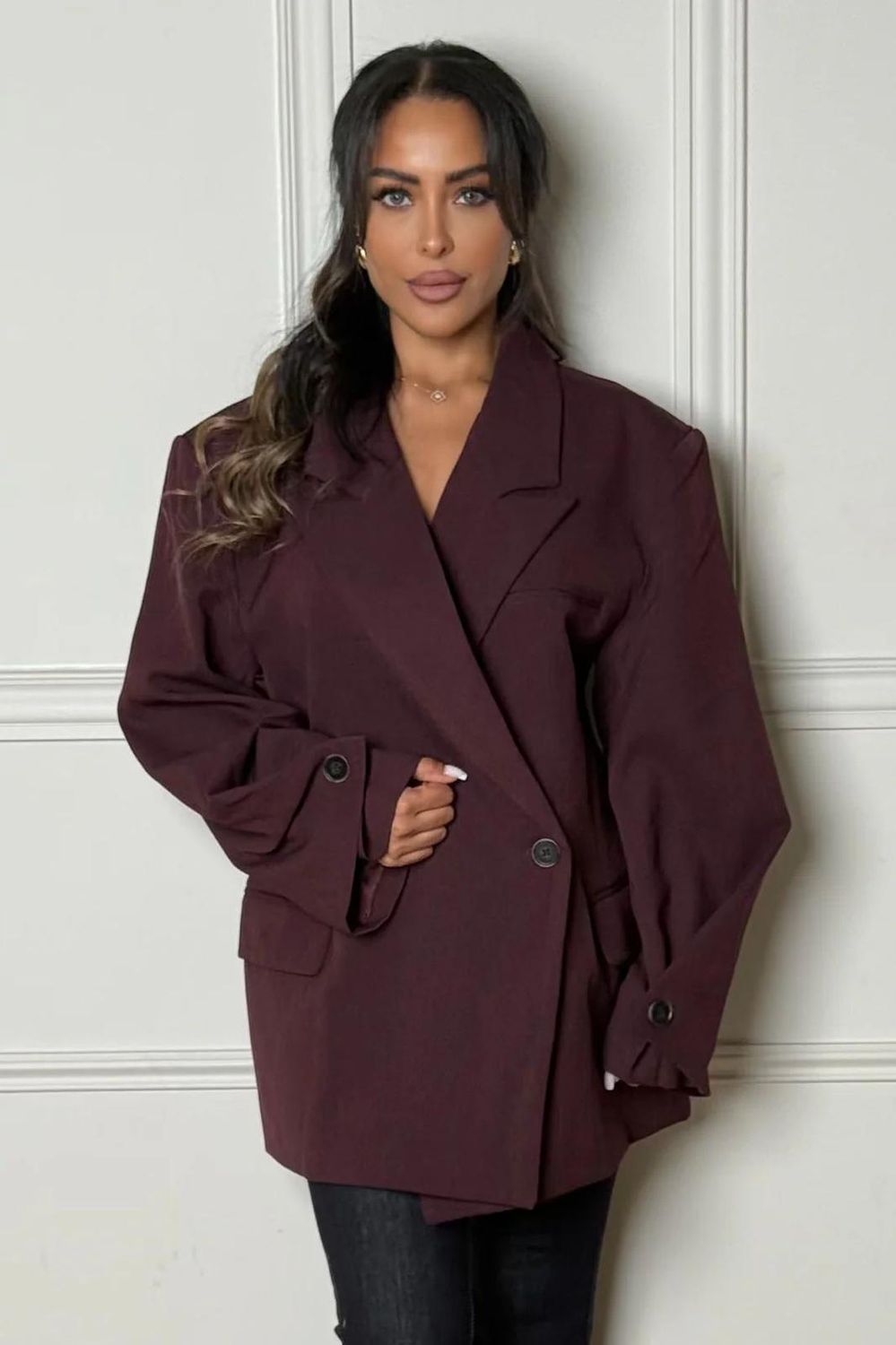 Nameless  Oversized Blazer Burgundy W25233