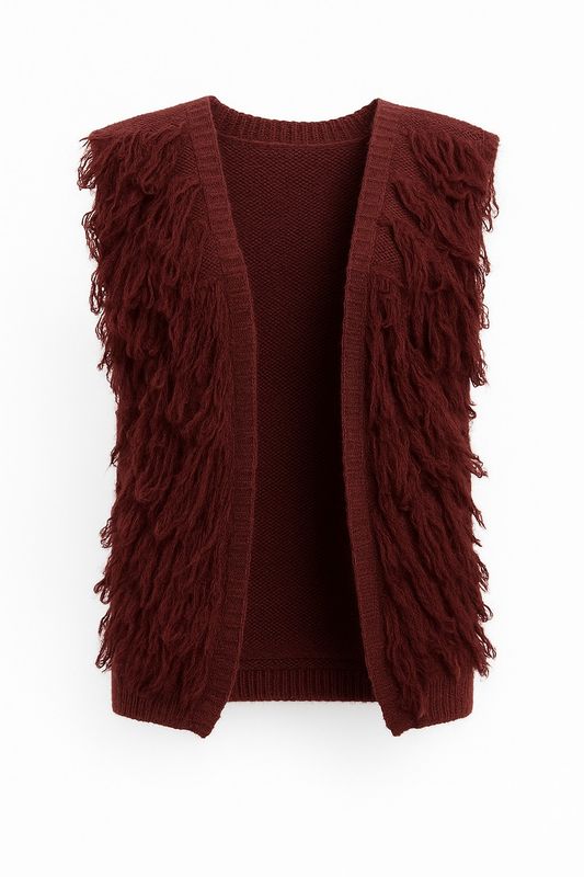 Harig vest burgundy -