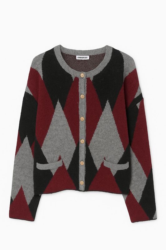 Nameless vest ruit grey/bordeaux QT91042