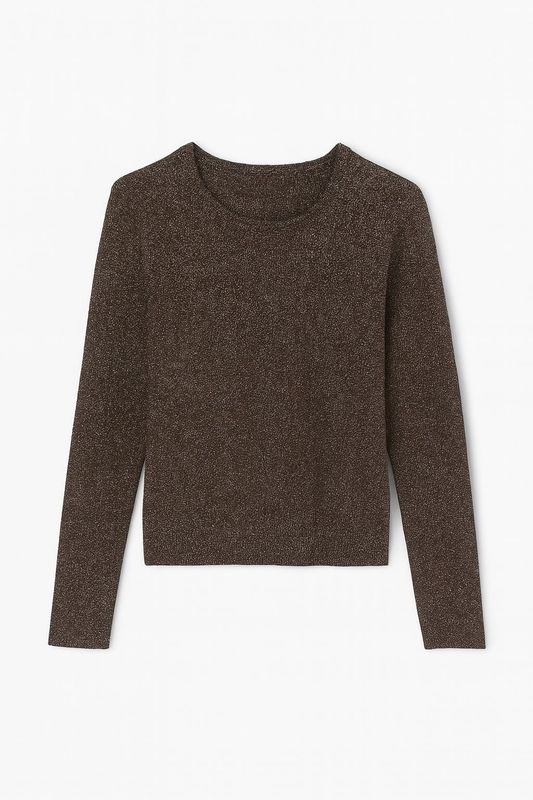 Pieces PCSALIMA LS O-NECK KNIT TOP FC Hot Fudge/DTM lurex 17160196